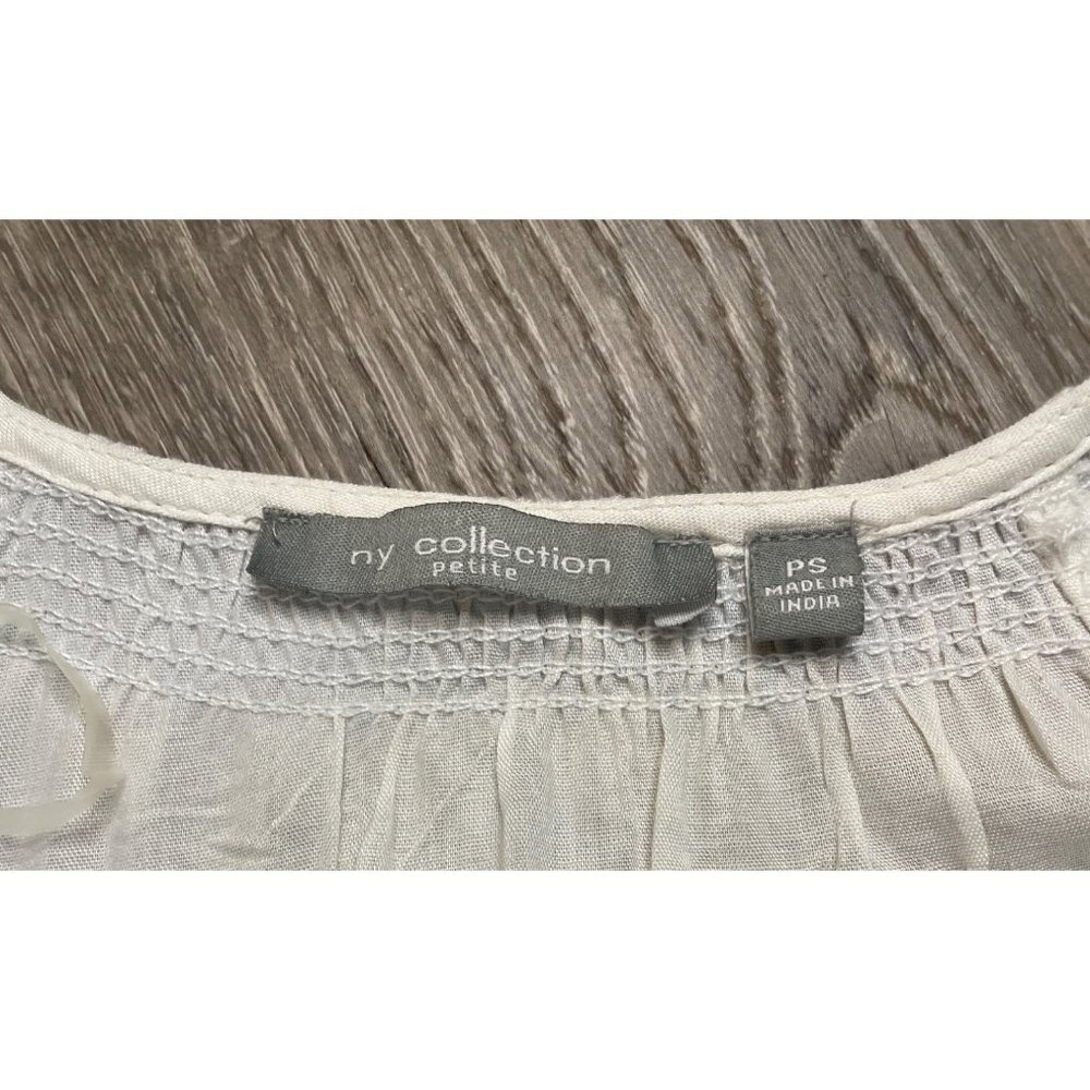 NY Collection White Embroidered Short Sleeved Boho Cotton Blouse Top Sz SP - Picture 6 of 11